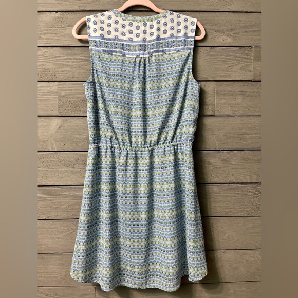The GAP Sleeveless Blue Green White Patterned Tie Waist Shirt Dress Sz Medium - Picture 6 of 11